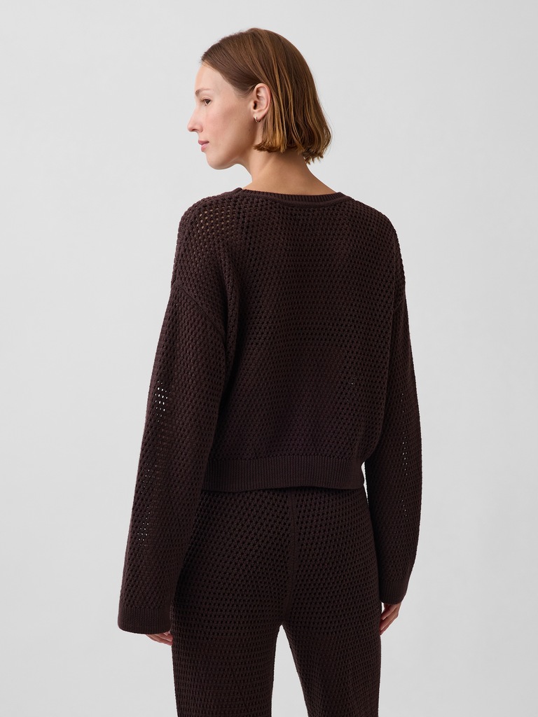 100% Cotton Crochet Relaxed Sweater