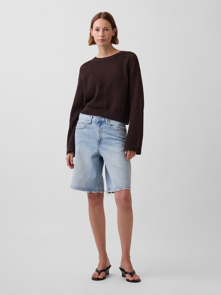 100% Cotton Crochet Relaxed Sweater