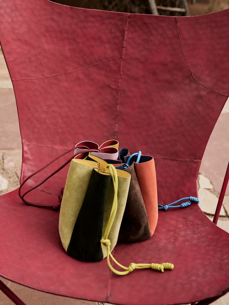 Color-block Suede Tulip Bag