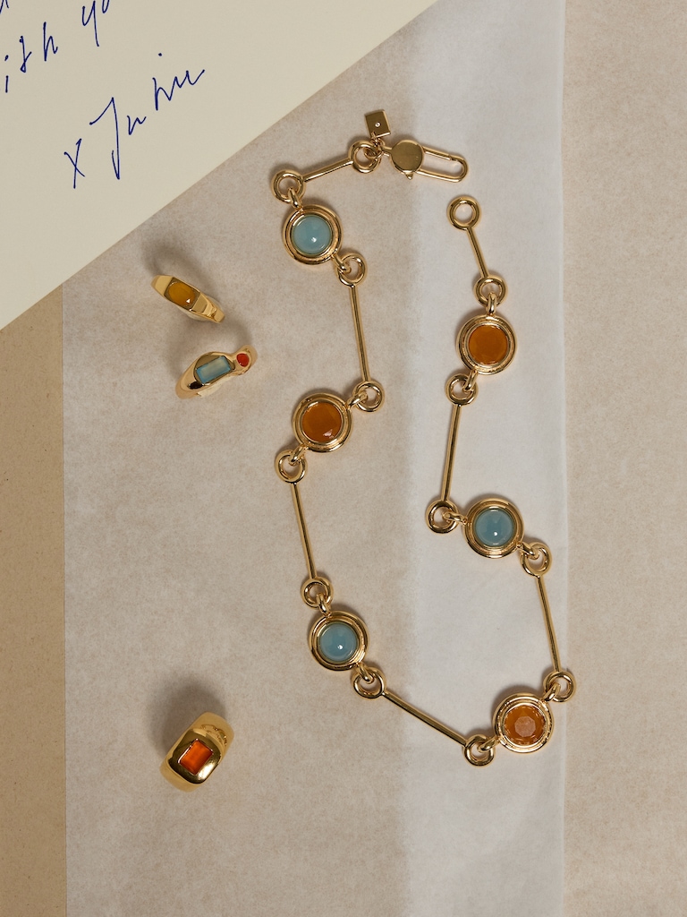 Circle Stone Link Necklace