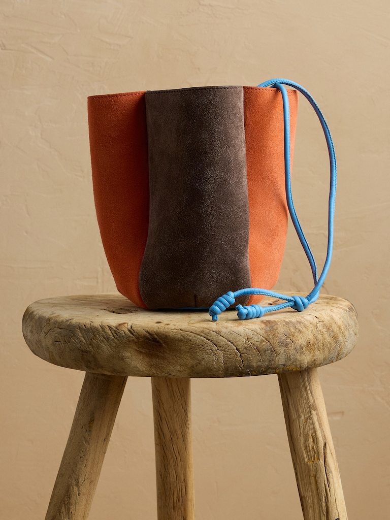 Color-block Suede Tulip Bag