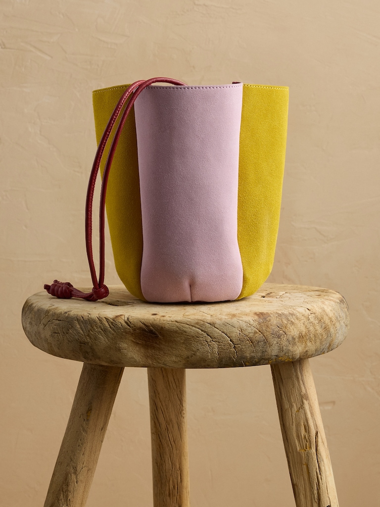 Color-block Suede Tulip Bag