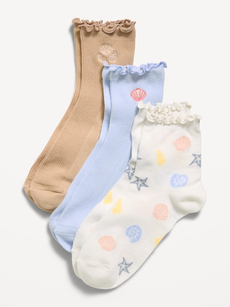 Ruffled Crew Sock 3-Pack for Women