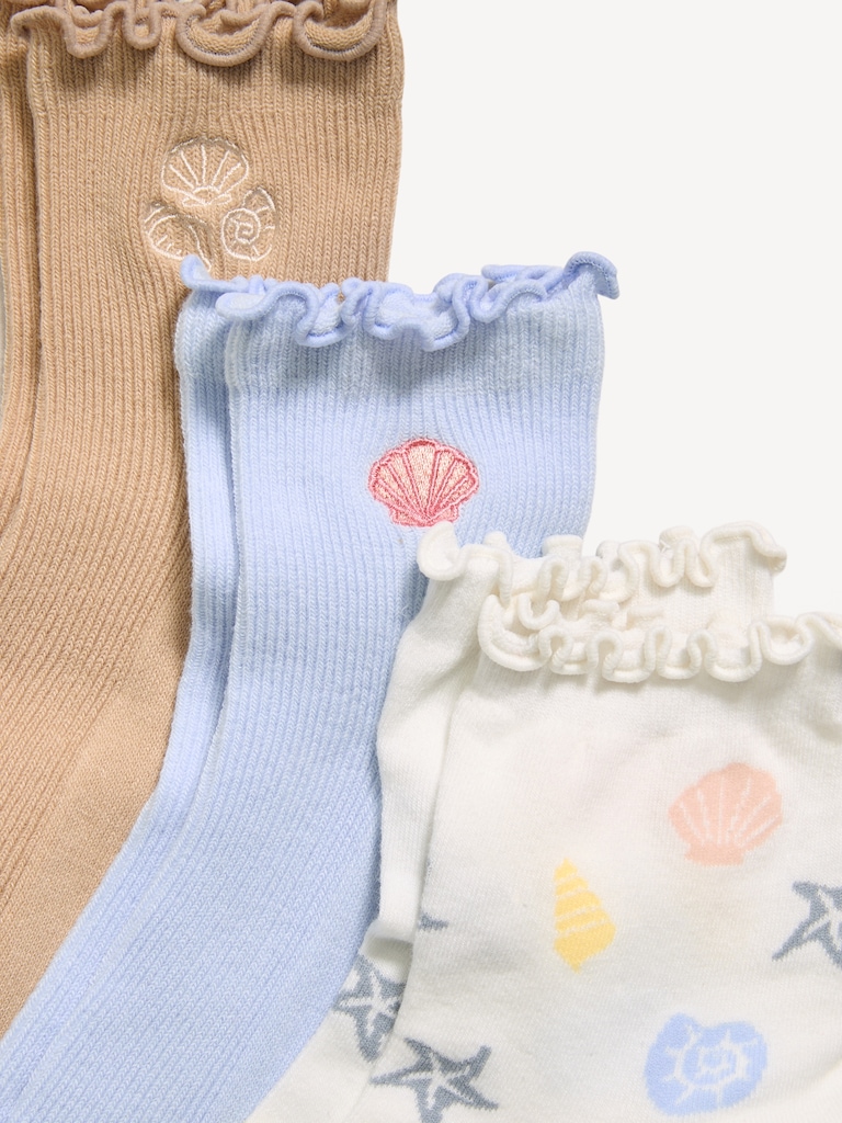 Ruffled Crew Sock 3-Pack for Women