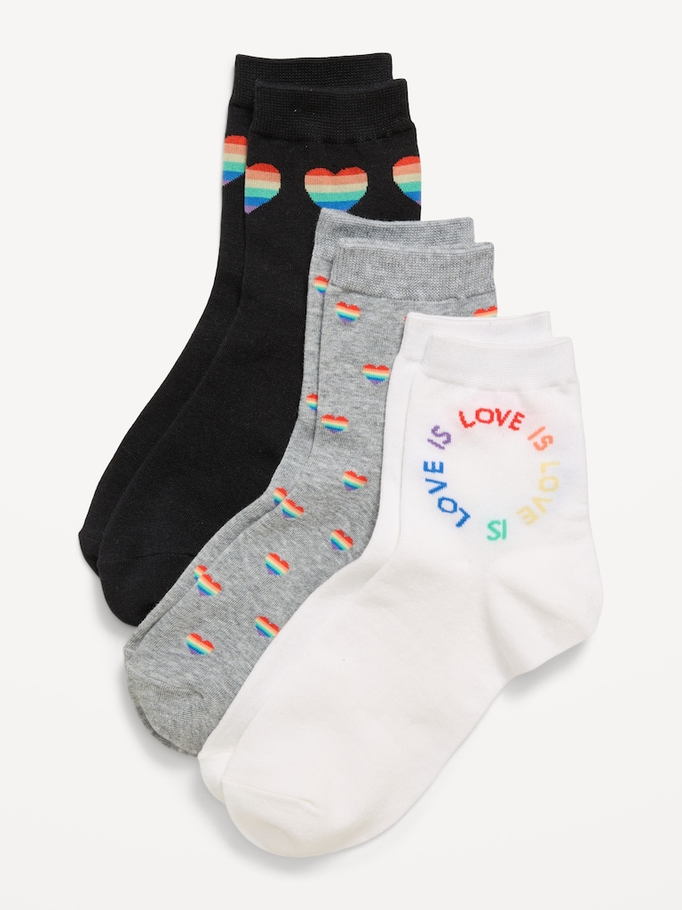 Novelty Quarter Crew Socks 3-Pack for Women