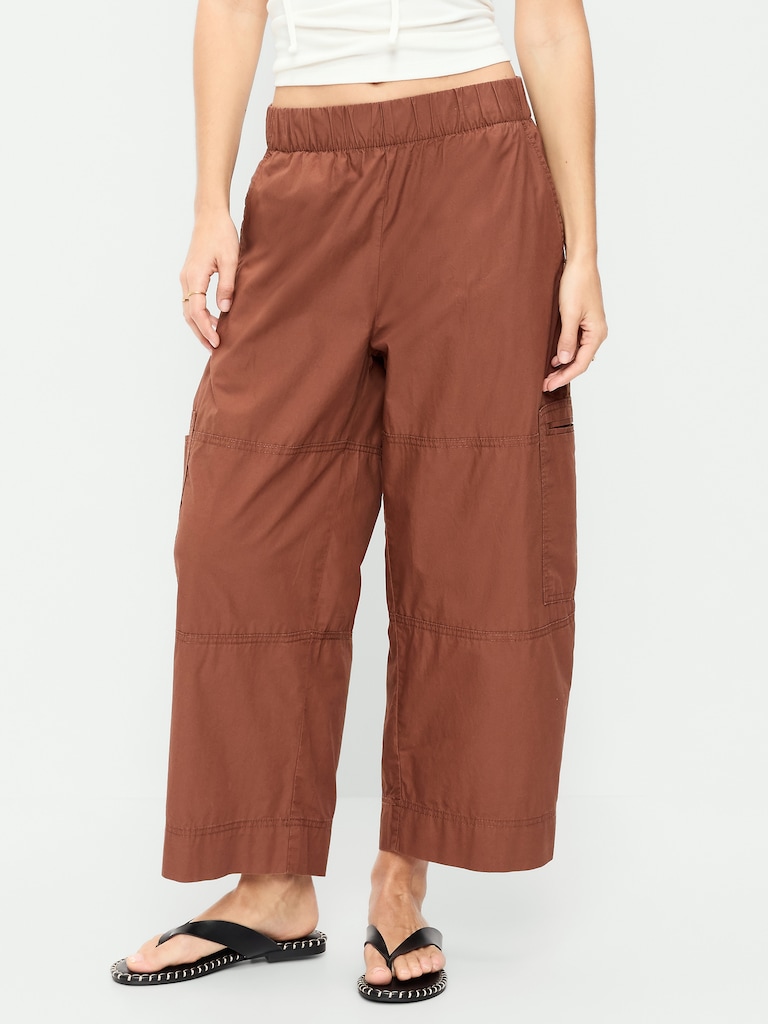 Mid-Rise Pull-On Cropped Utility Pants
