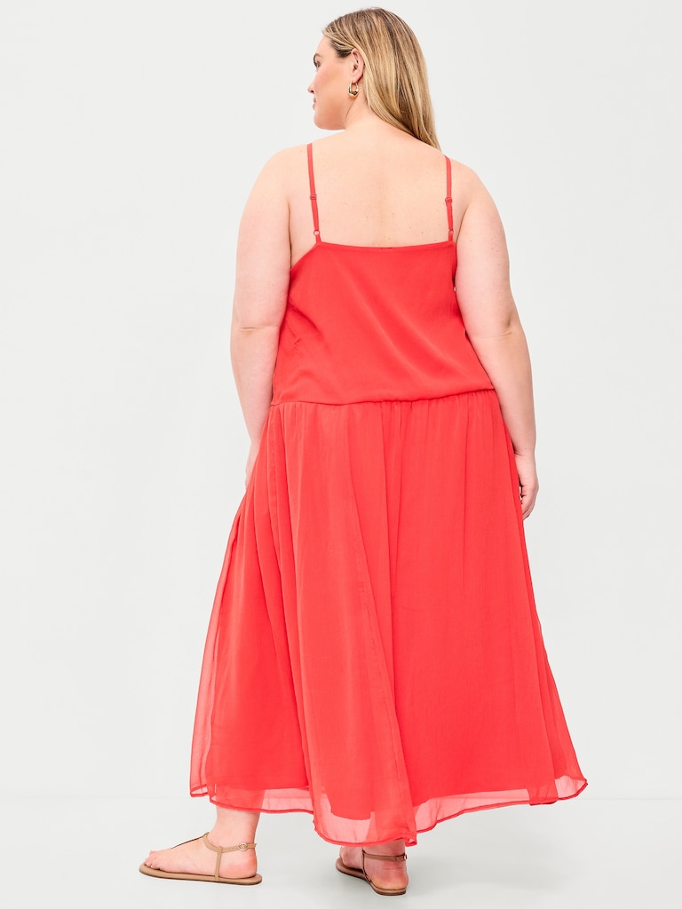 Chiffon Drop-Waist Maxi Dress