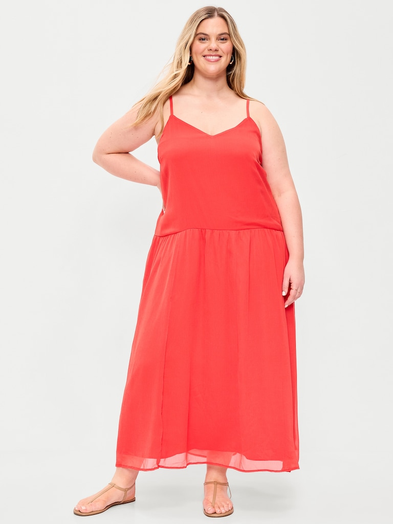 Chiffon Drop-Waist Maxi Dress