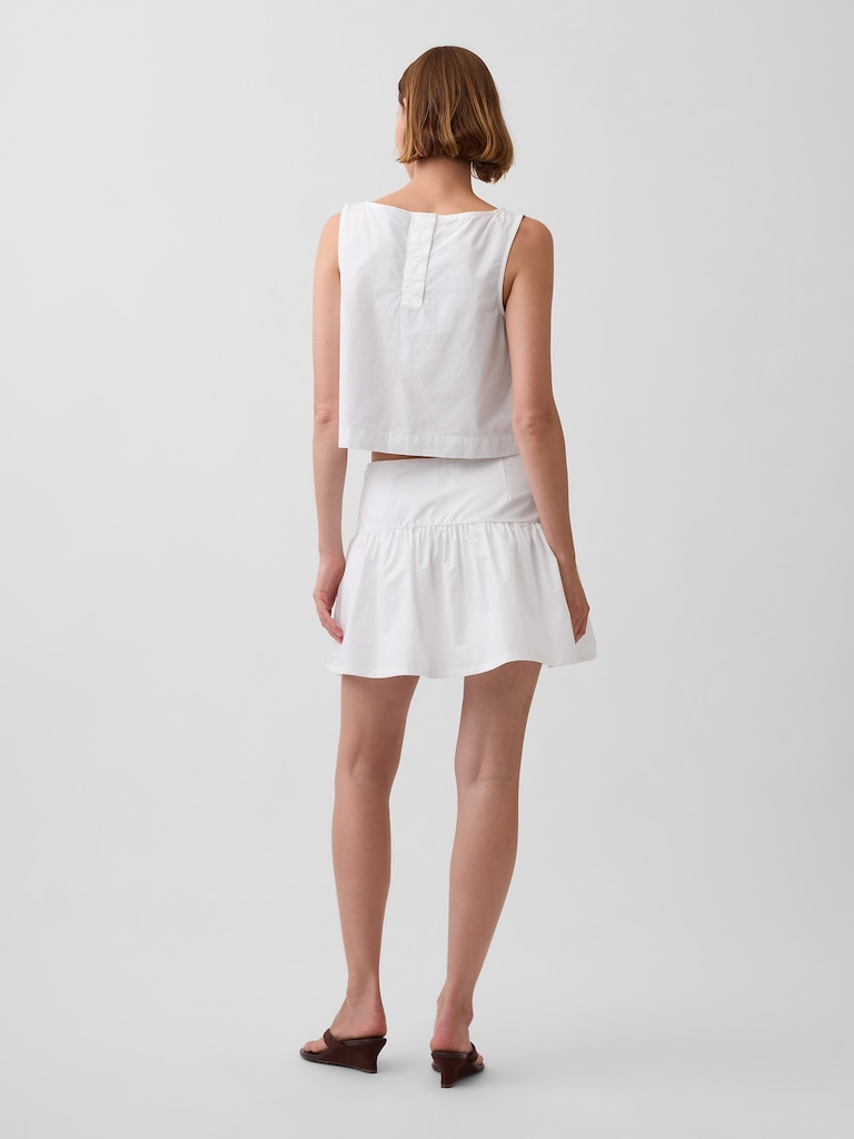 Poplin Drop-Waist Mini Skort
