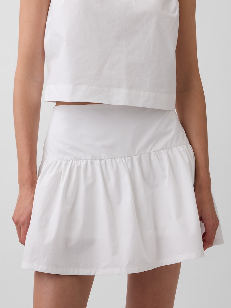 Poplin Drop-Waist Mini Skort