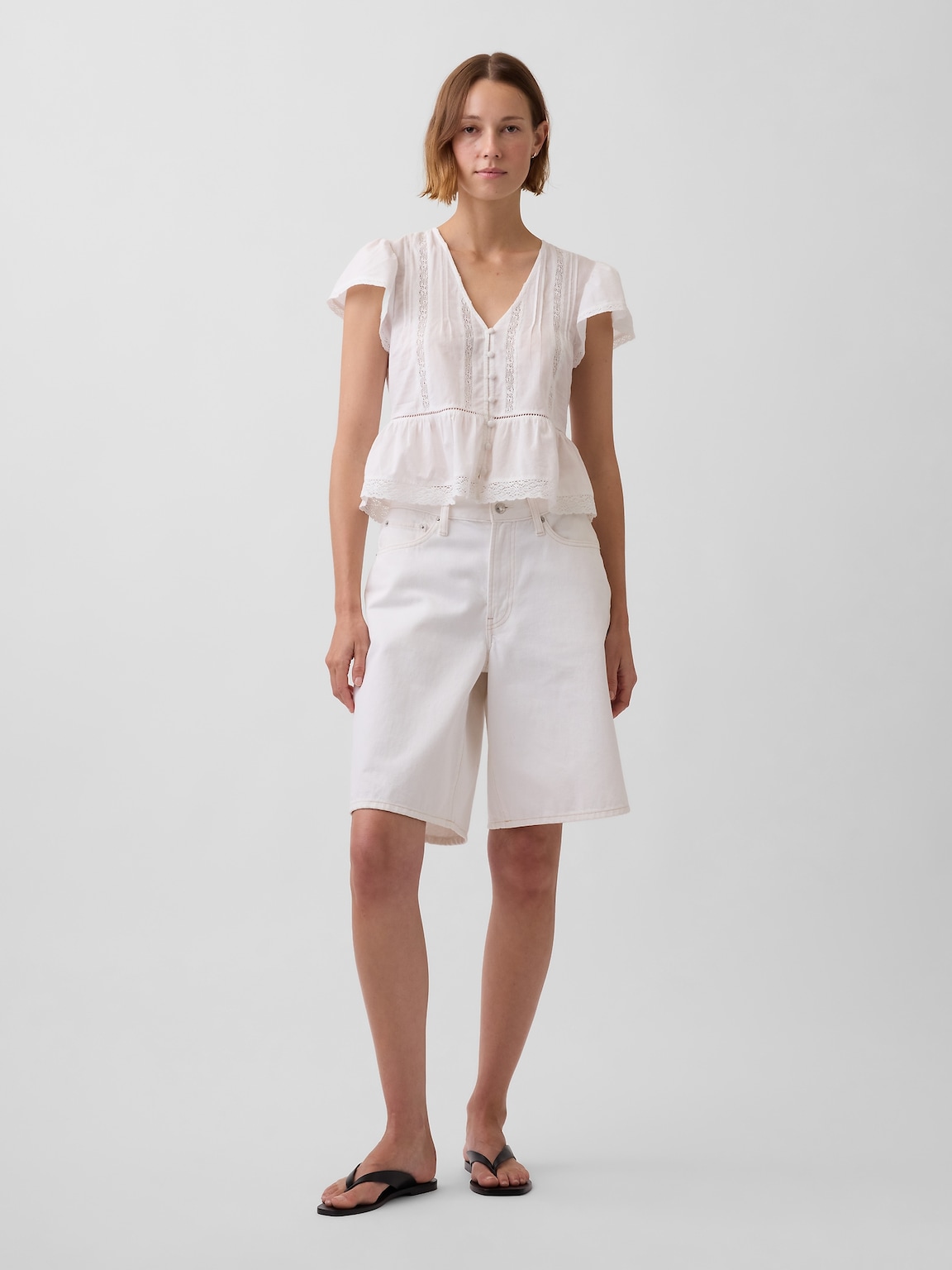 Lace Voile Peplum Crop Top