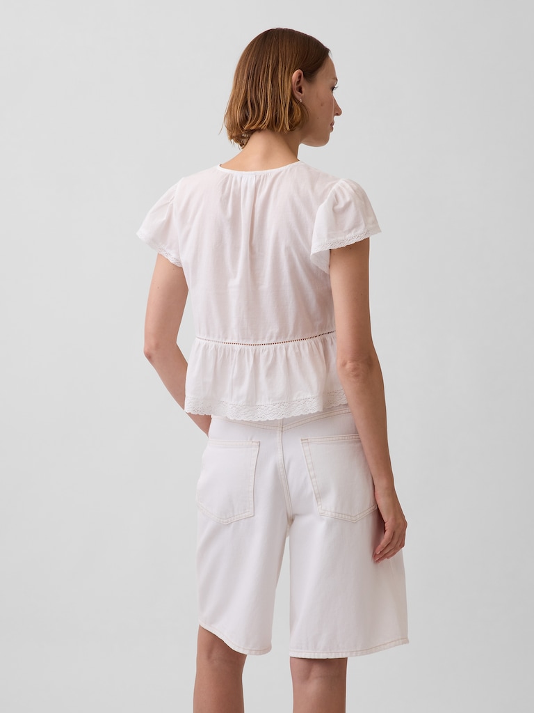 Lace Voile Peplum Crop Top