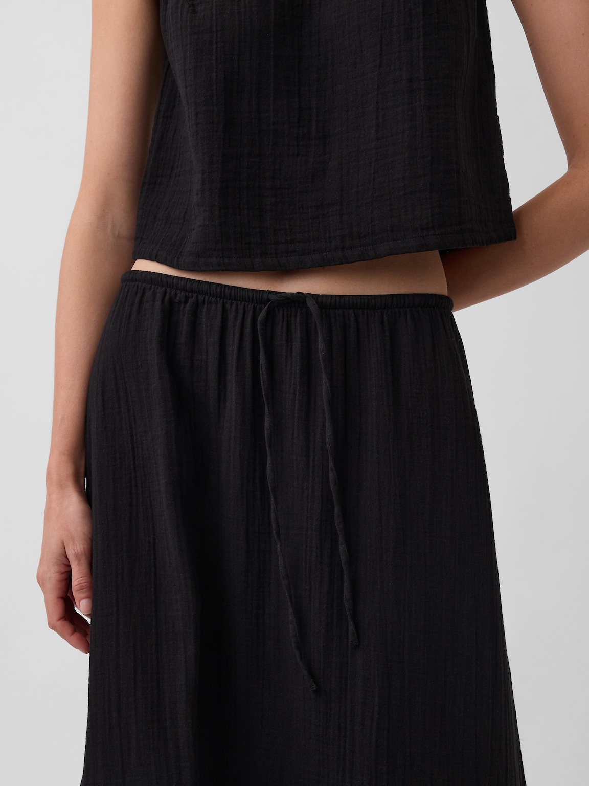 Cotton Gauze Easy Tiered Maxi Skirt