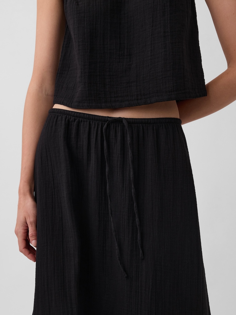 Cotton Gauze Easy Tiered Maxi Skirt