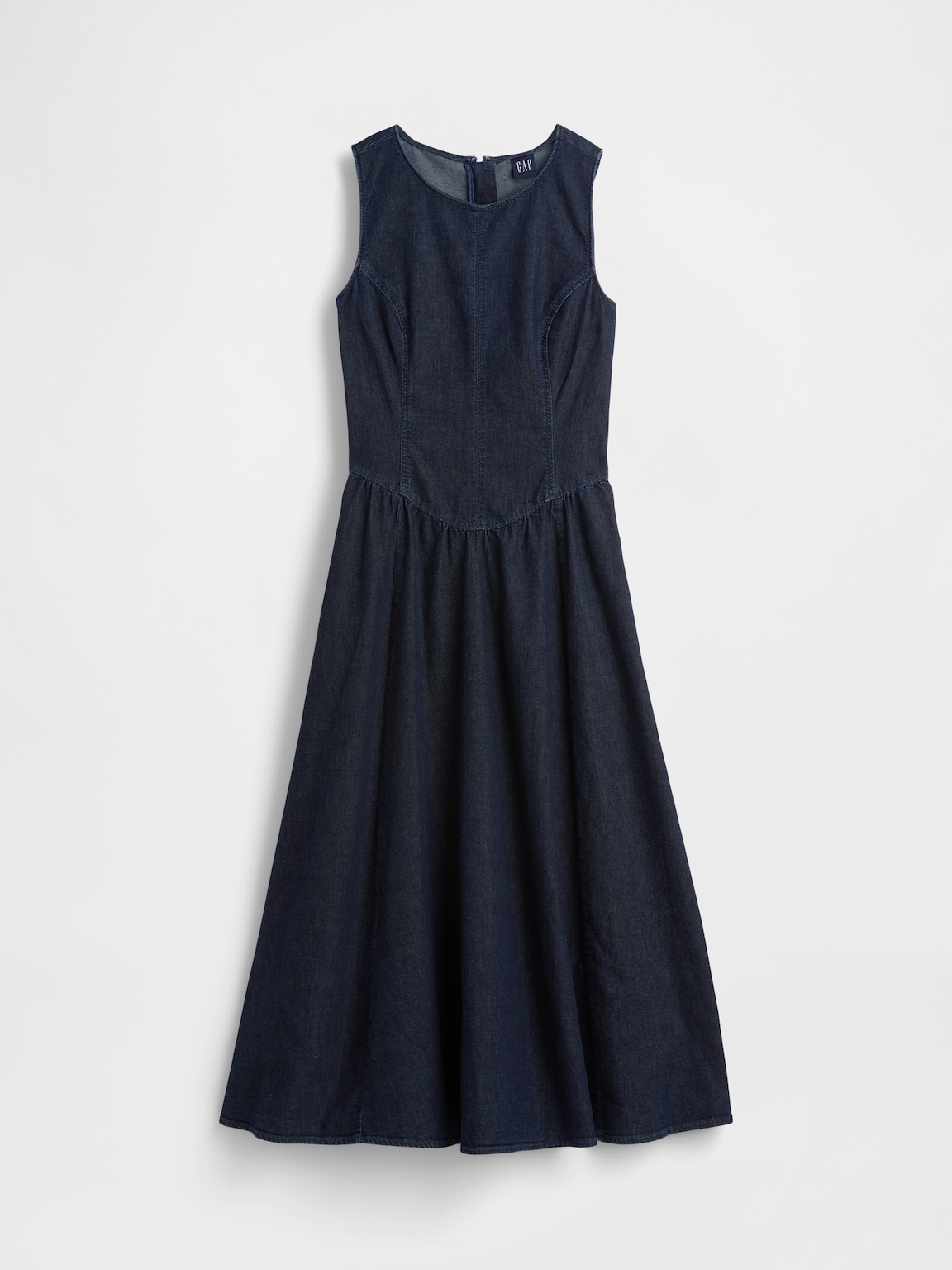 Denim Drop-Waist Midi Dress