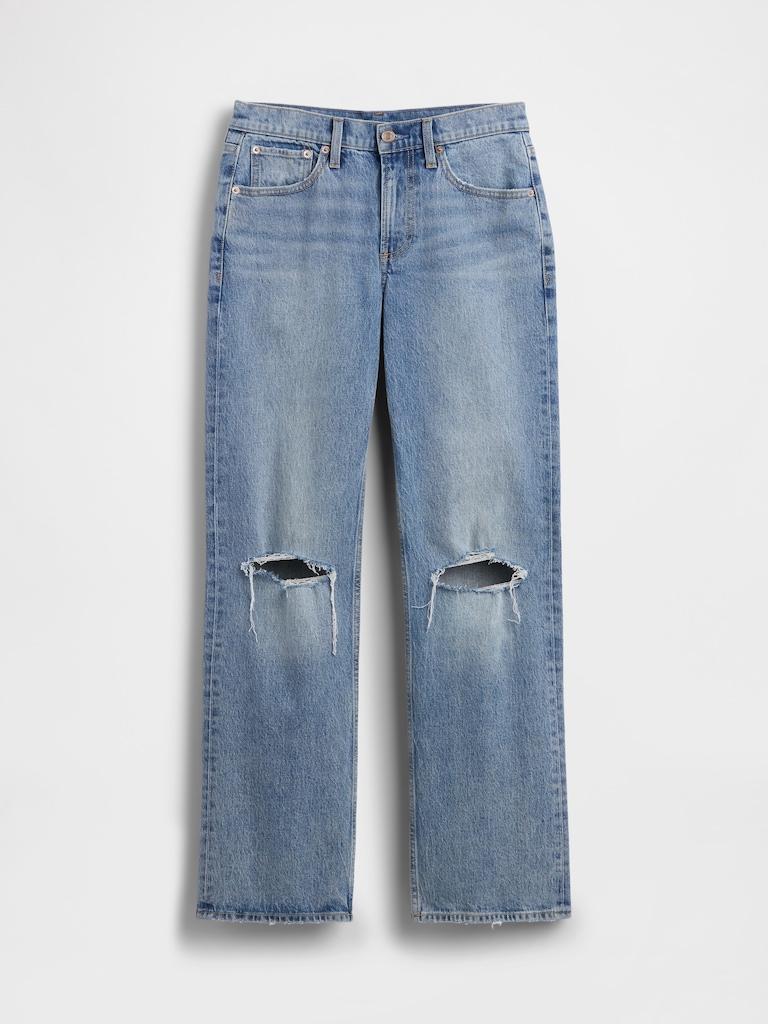 Mid Rise Straight Jeans