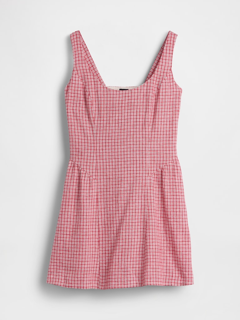 Linen-Blend Drop-Waist Mini Dress