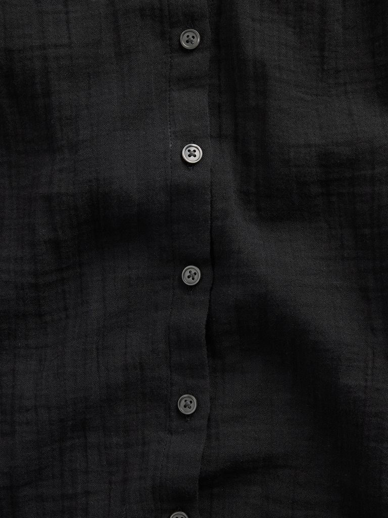 Cotton Gauze Oversized Collarless Shirt