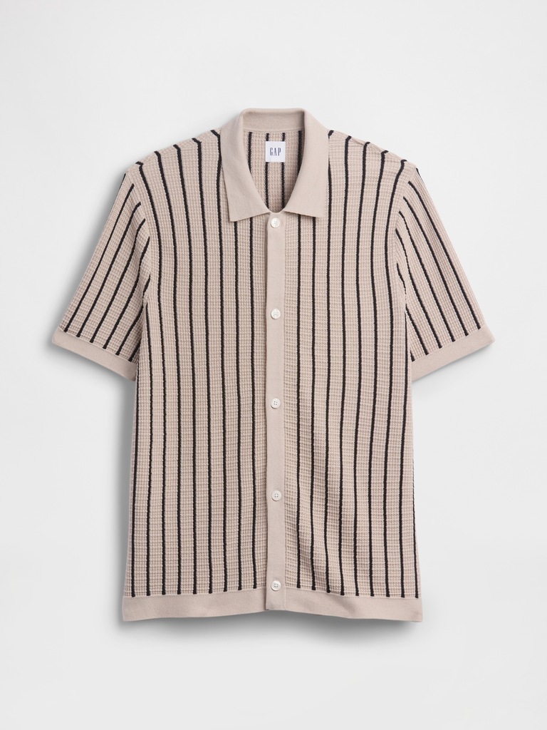 Button-Up Sweater Polo Shirt