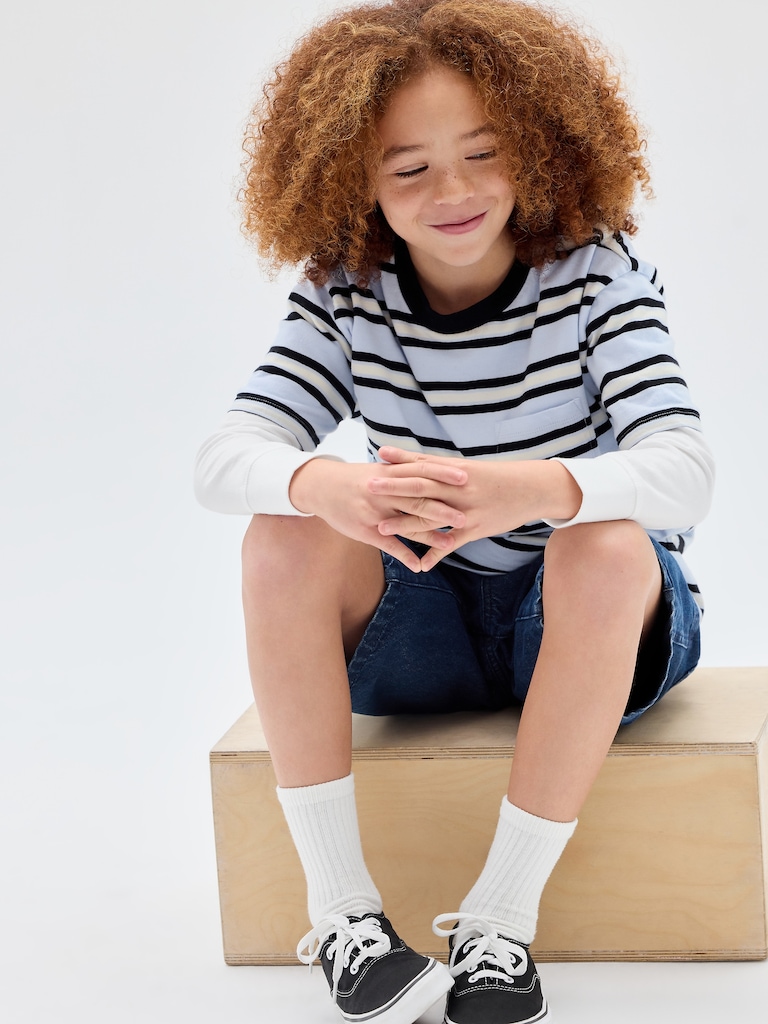 Kids Everyday Soft Stripe Pocket T-Shirt