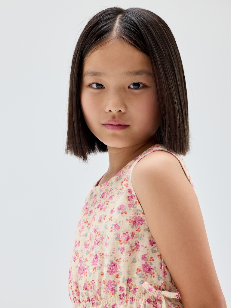 Kids Linen-Blend Bow Top