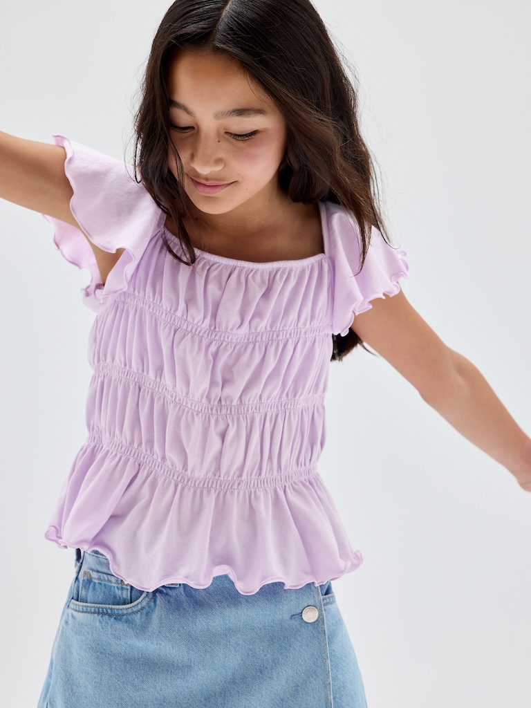 Kids Smocked Flutter Sleeve Top