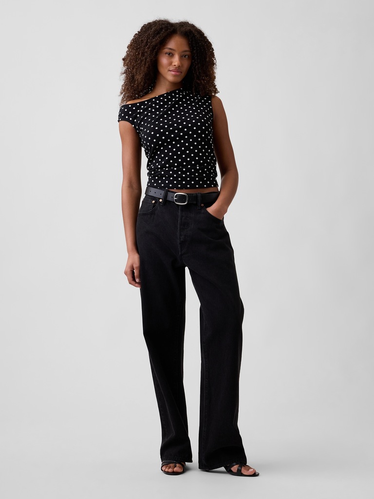 Stretch Jersey Off-Shoulder Top