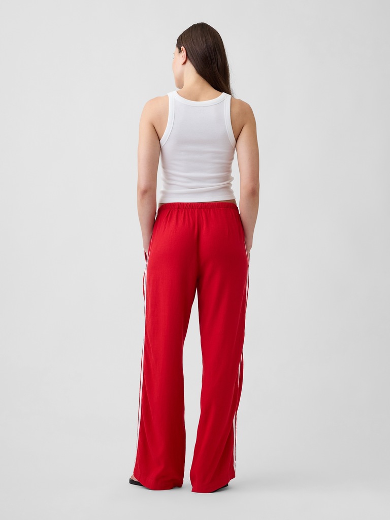 Linen-Blend Stripe Wide-Leg Pants