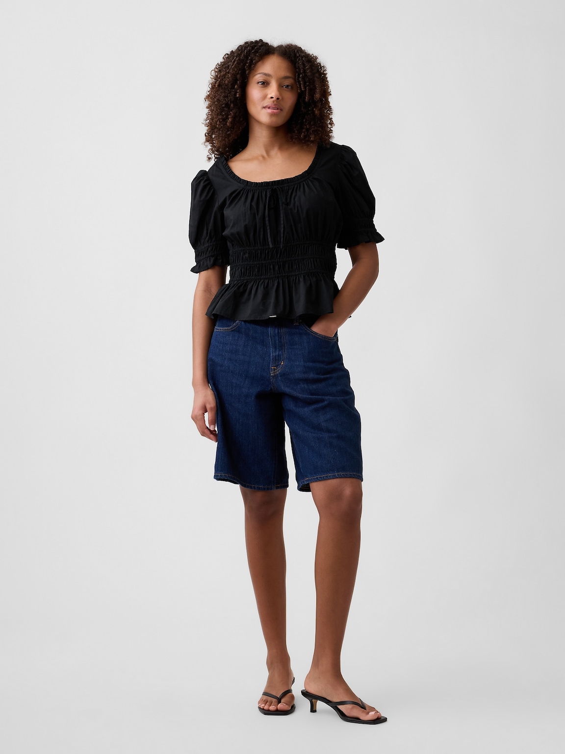 Smocked Puff Sleeve Top