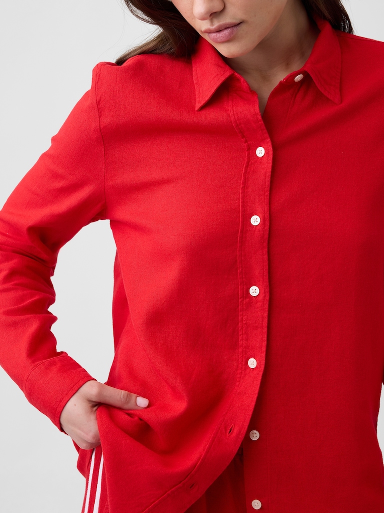 Linen-Blend Easy Shirt