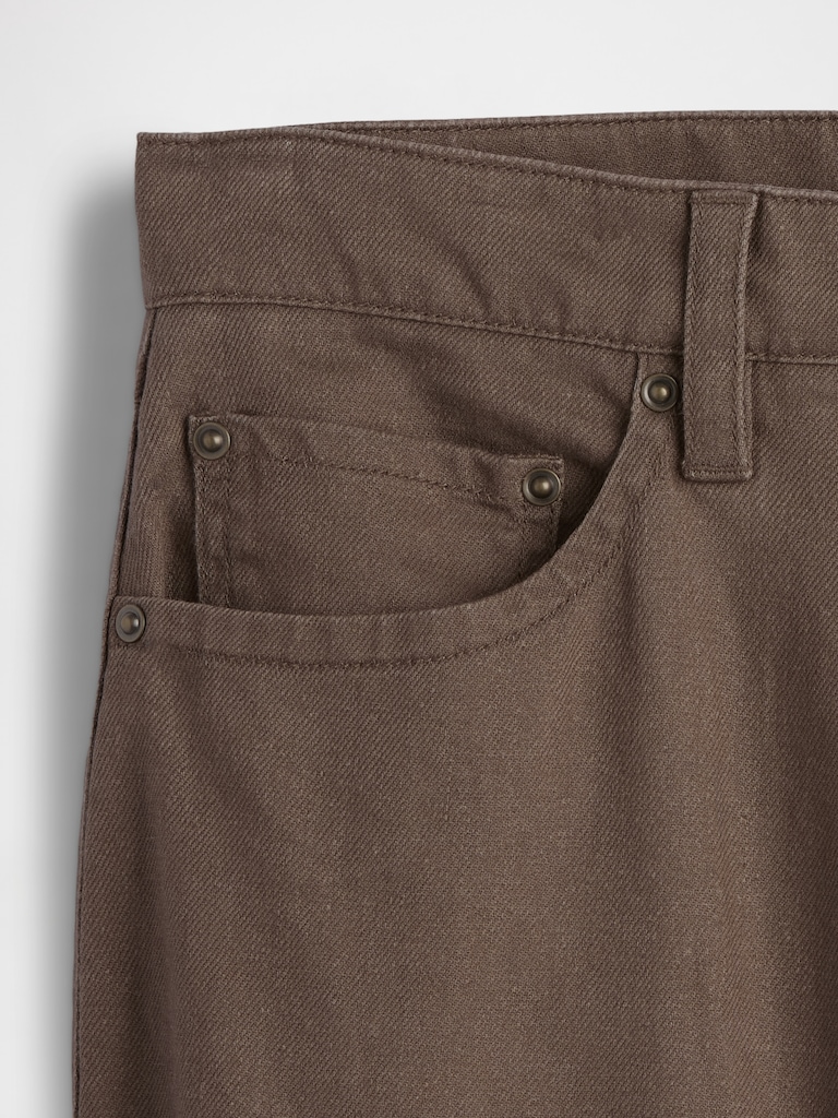 Linen-Cotton Relaxed Straight Pants