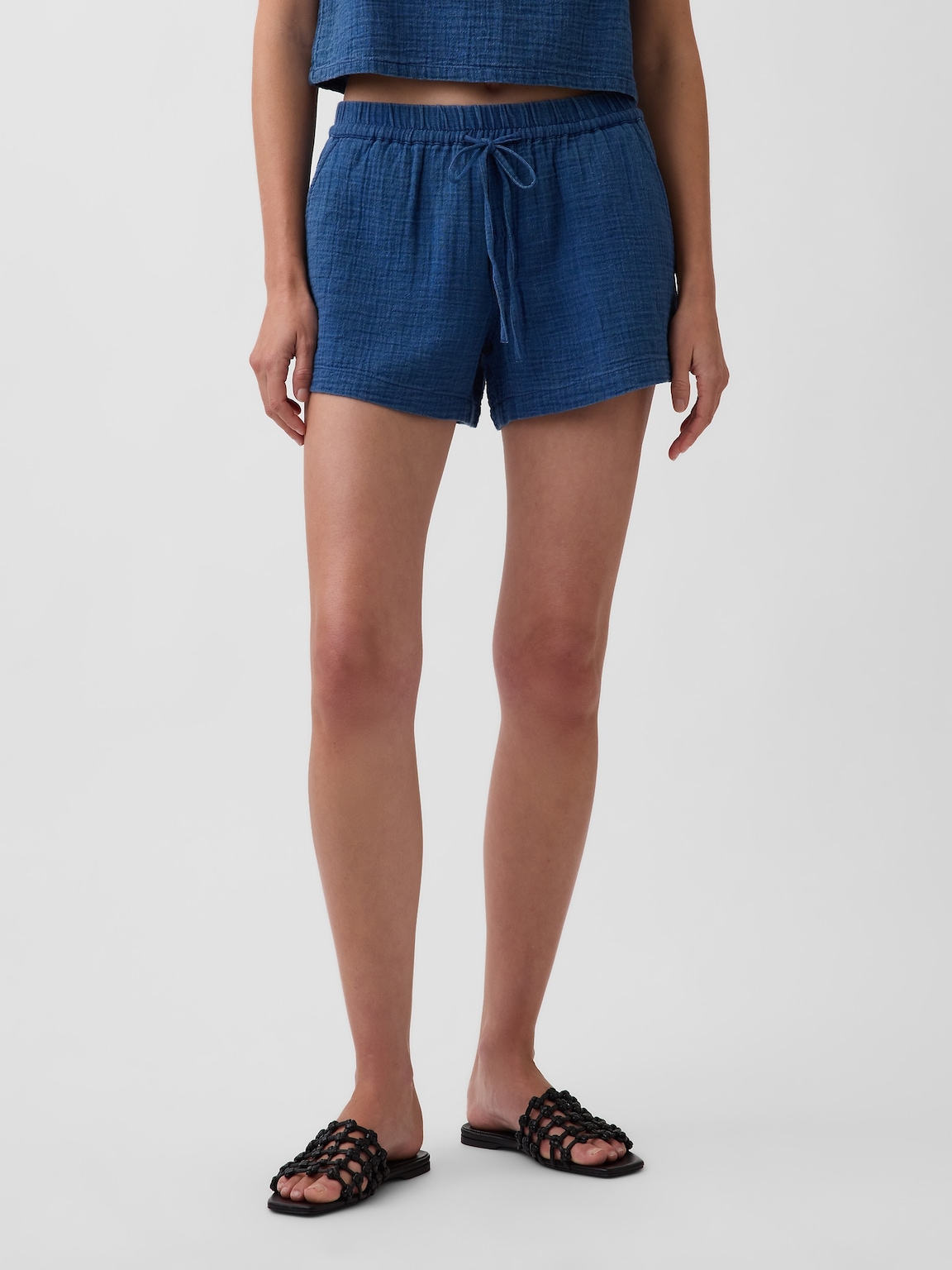 4" Cotton Gauze Denim Easy Shorts