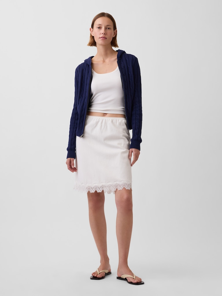 100% Cotton Cable-Knit Zip Cardigan