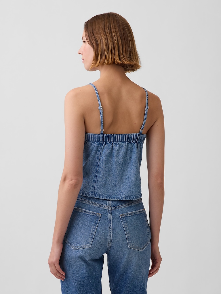 UltraSoft Denim Seamed Square Neck Top