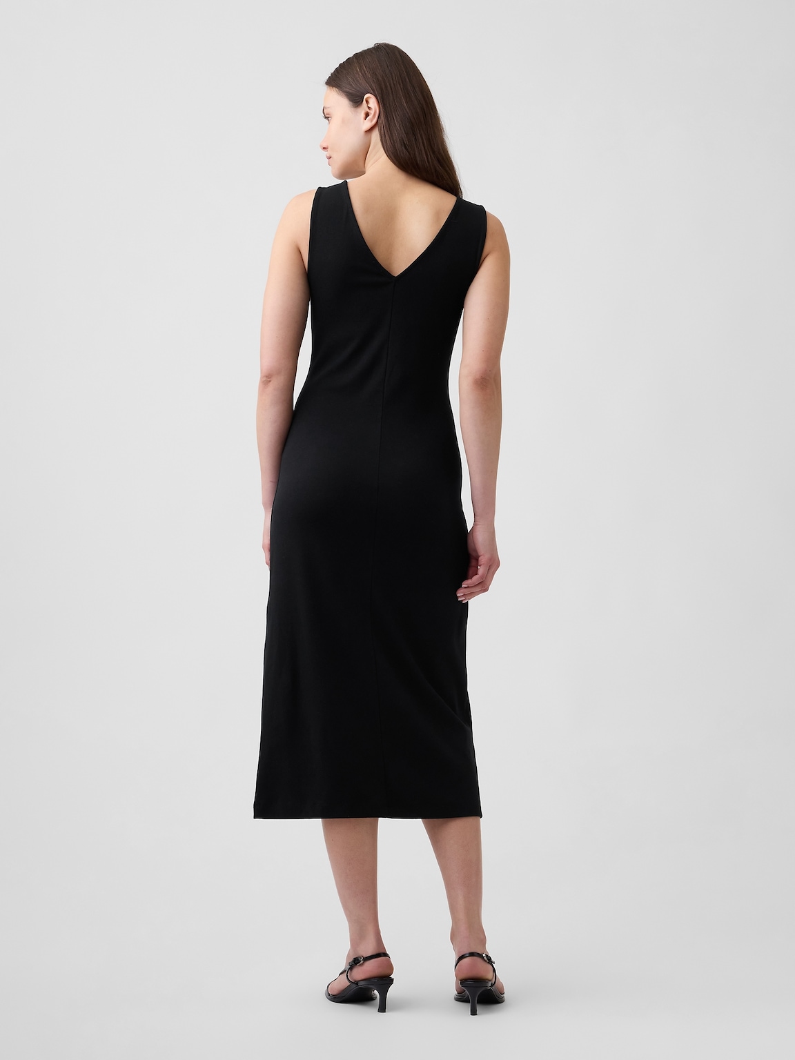 Modern Ribbed Tie-Front Midi Dress