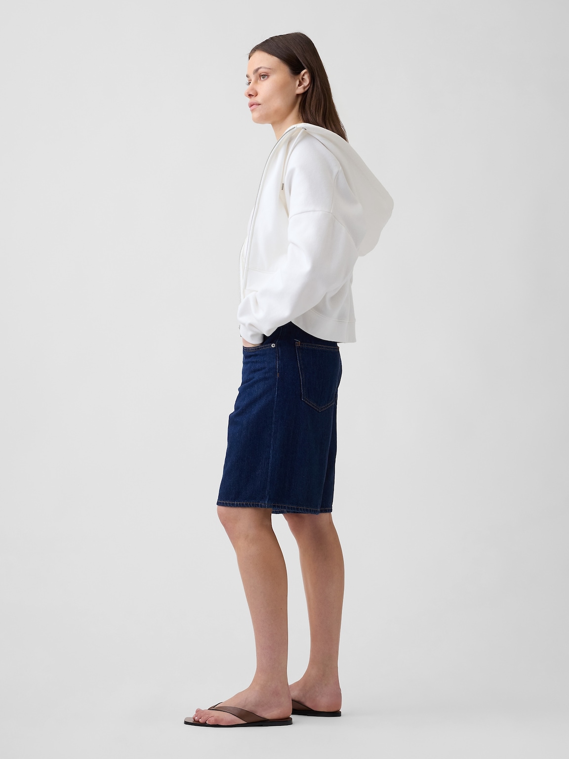 11" Low Slung SuperSoft Longline Denim Shorts
