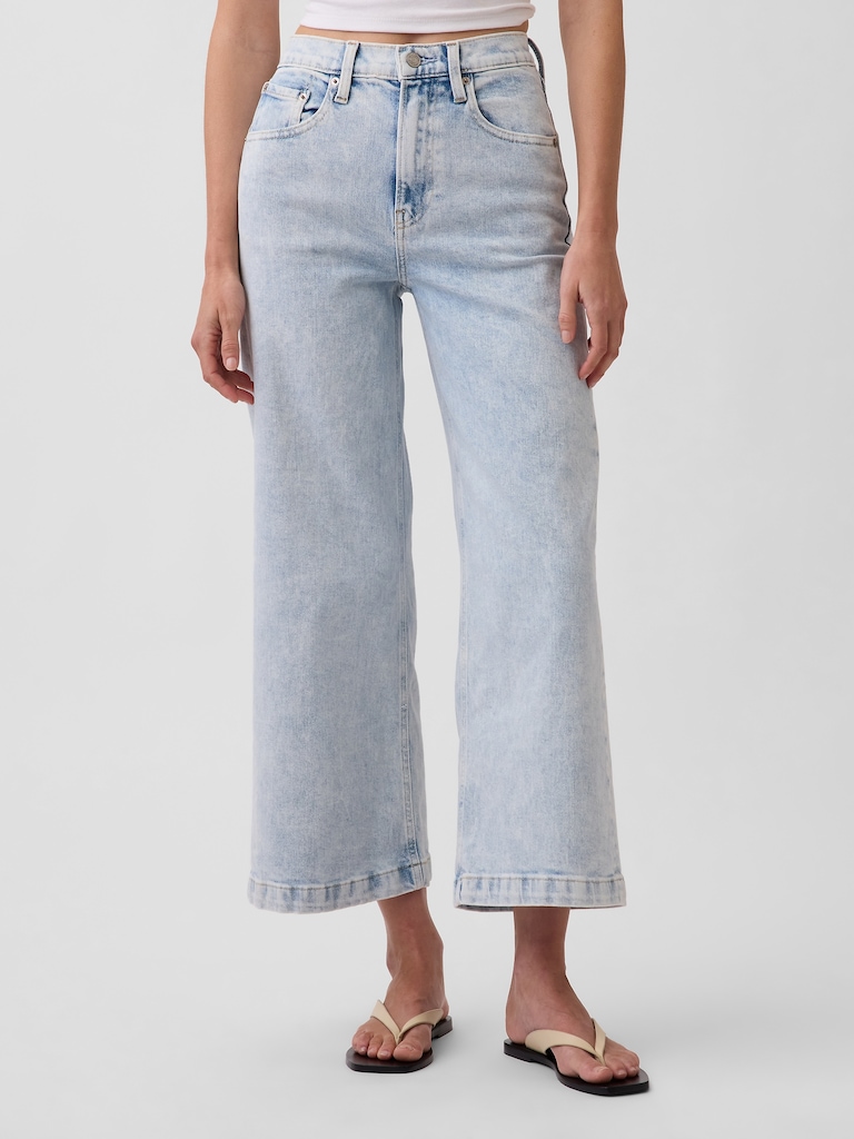 High Rise Stride Wide-Leg Ankle Jeans