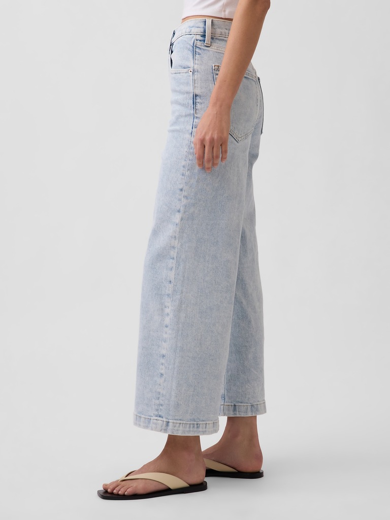 High Rise Stride Wide-Leg Ankle Jeans