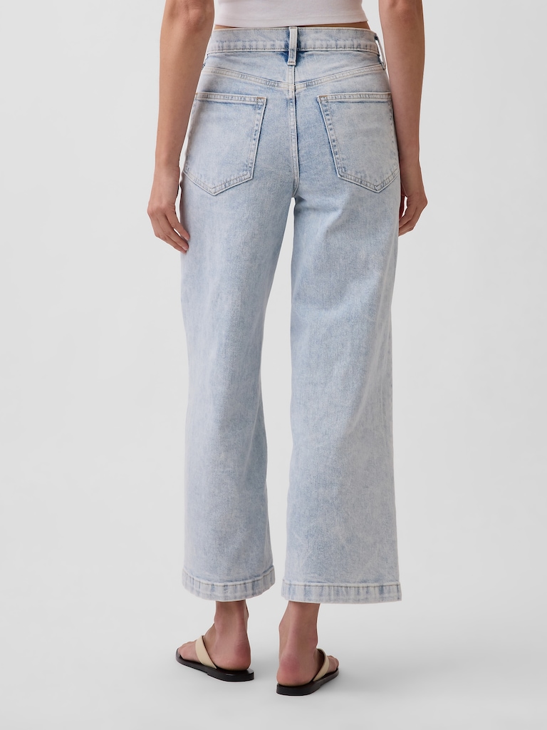 High Rise Stride Wide-Leg Ankle Jeans