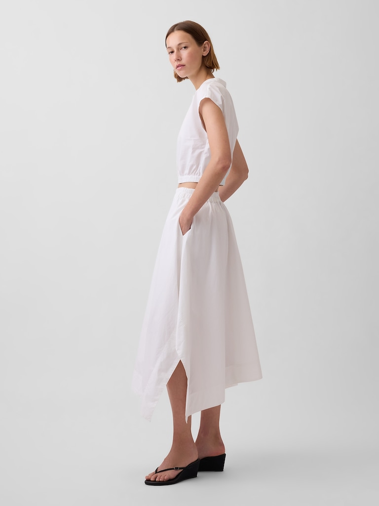Poplin Handkerchief Midi Skirt