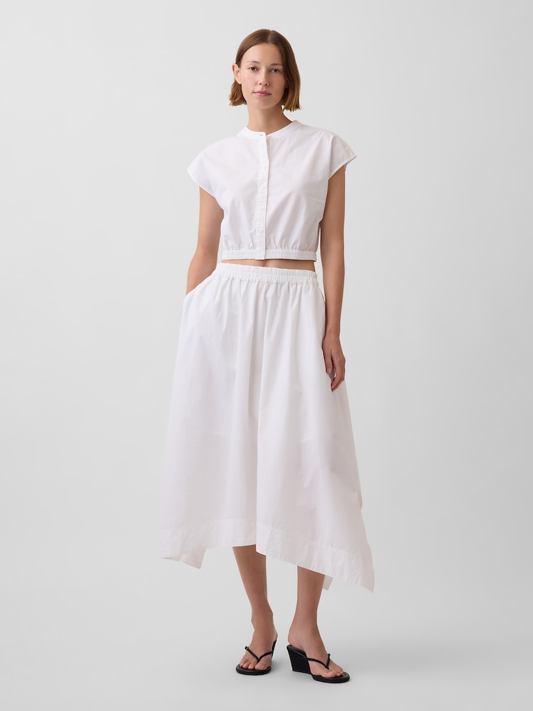 Poplin Handkerchief Midi Skirt