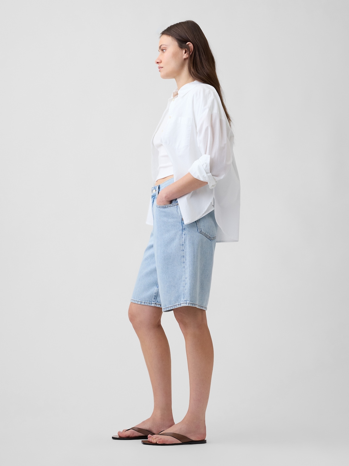 11" Low Slung SuperSoft Longline Denim Shorts