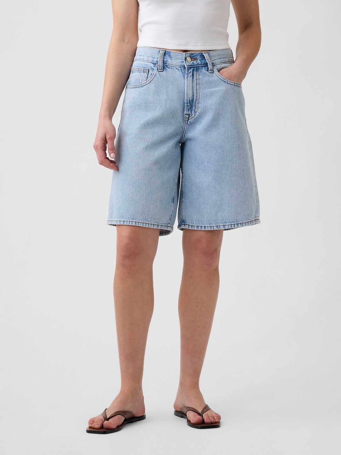11" Low Slung SuperSoft Longline Denim Shorts