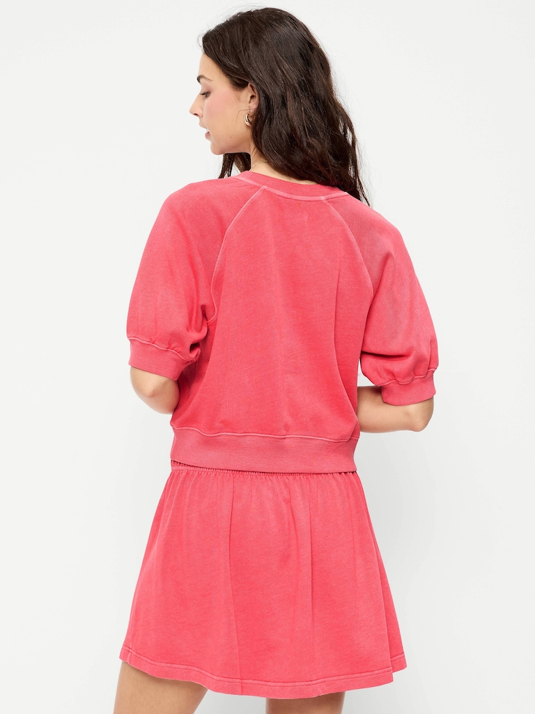 Short-Sleeve Cropped Raglan Sweatshirt