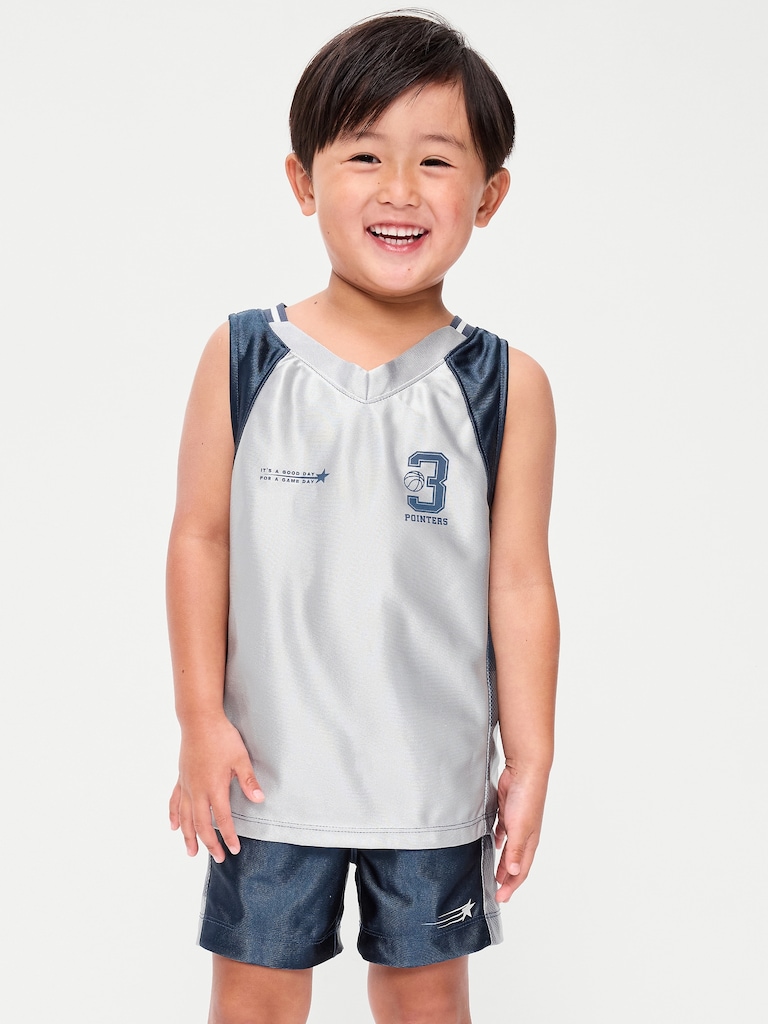 Oversized Graphic Basketball Tank Top for Toddler Boys