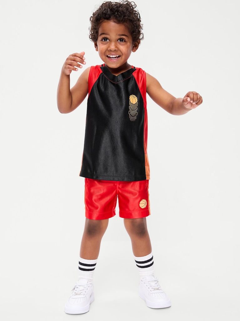 Oversized Graphic Basketball Tank Top for Toddler Boys