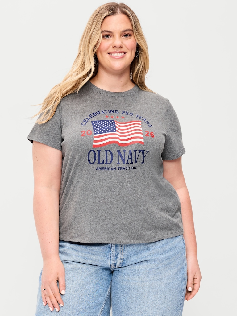 Crew-Neck Flag Graphic T-Shirt
