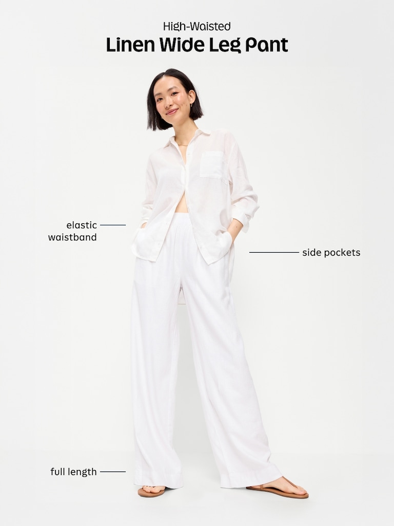 High-Waisted Linen-Blend Super Wide-Leg Pants