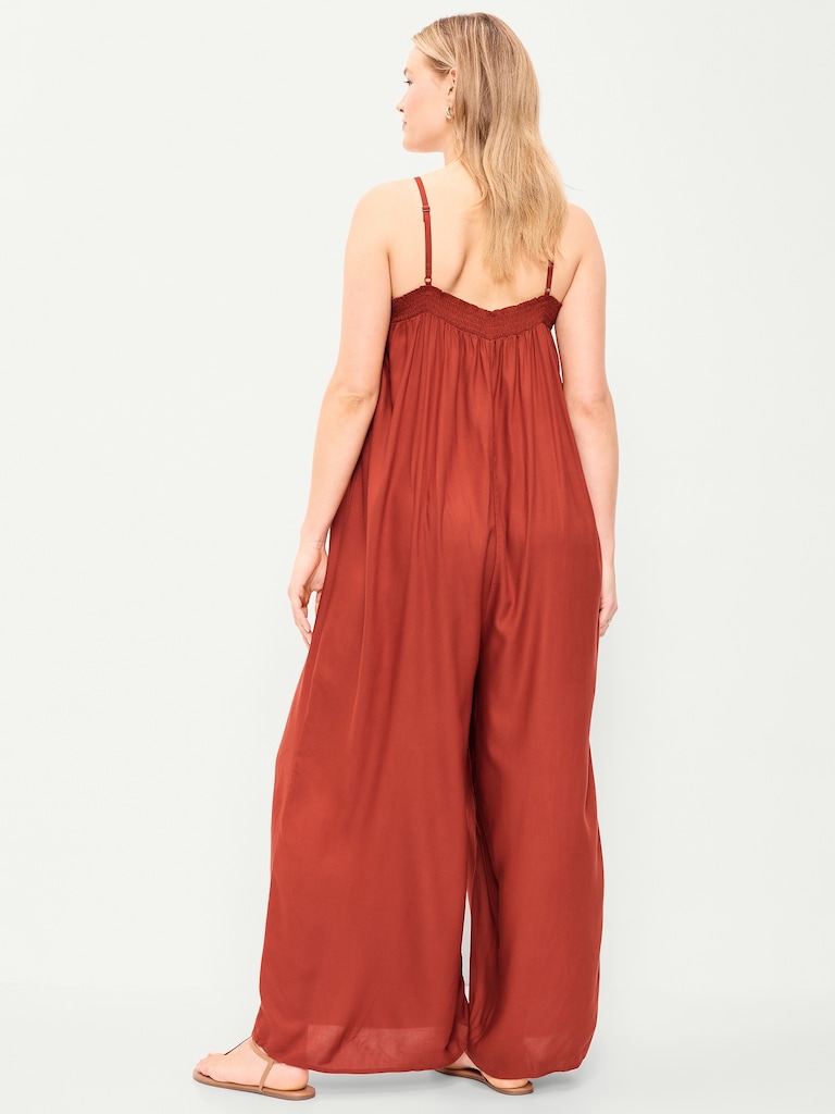 Airy Smocked-Top Jumpsuit