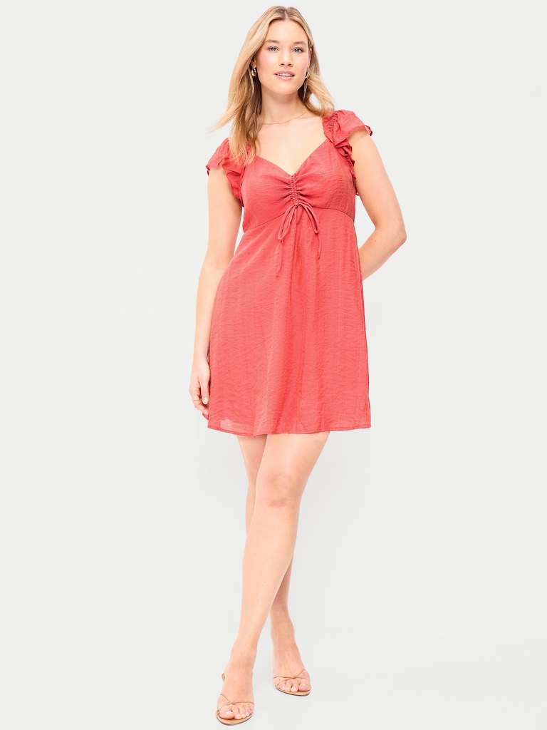 Flutter-Sleeve Fit & Flare Mini Dress